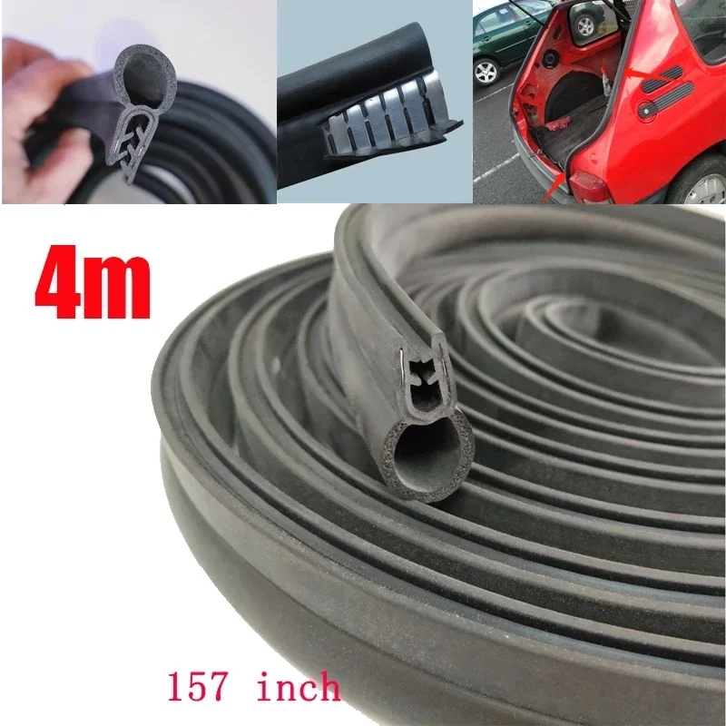 4m Car Door Rubber Sealing Strip Auto Door Anti Weatherstrip Dust Anti-collision Auto Seal Trunk Engine Door Seal Tailgate Seal