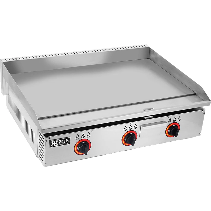 Non-Stick Griddle Portable Table Top Gas Flat Griddle Commercial Restaurant 2 Burners Gas Grill Griddle