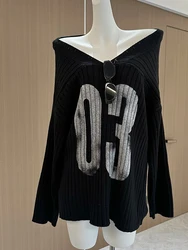 Winter Women Y2k Streetwear Shoujo Girl V-neck Sweater Long Sleeve Knitwears 2000S Aesthetic Oversize Jerseys Korean Jumper Goth