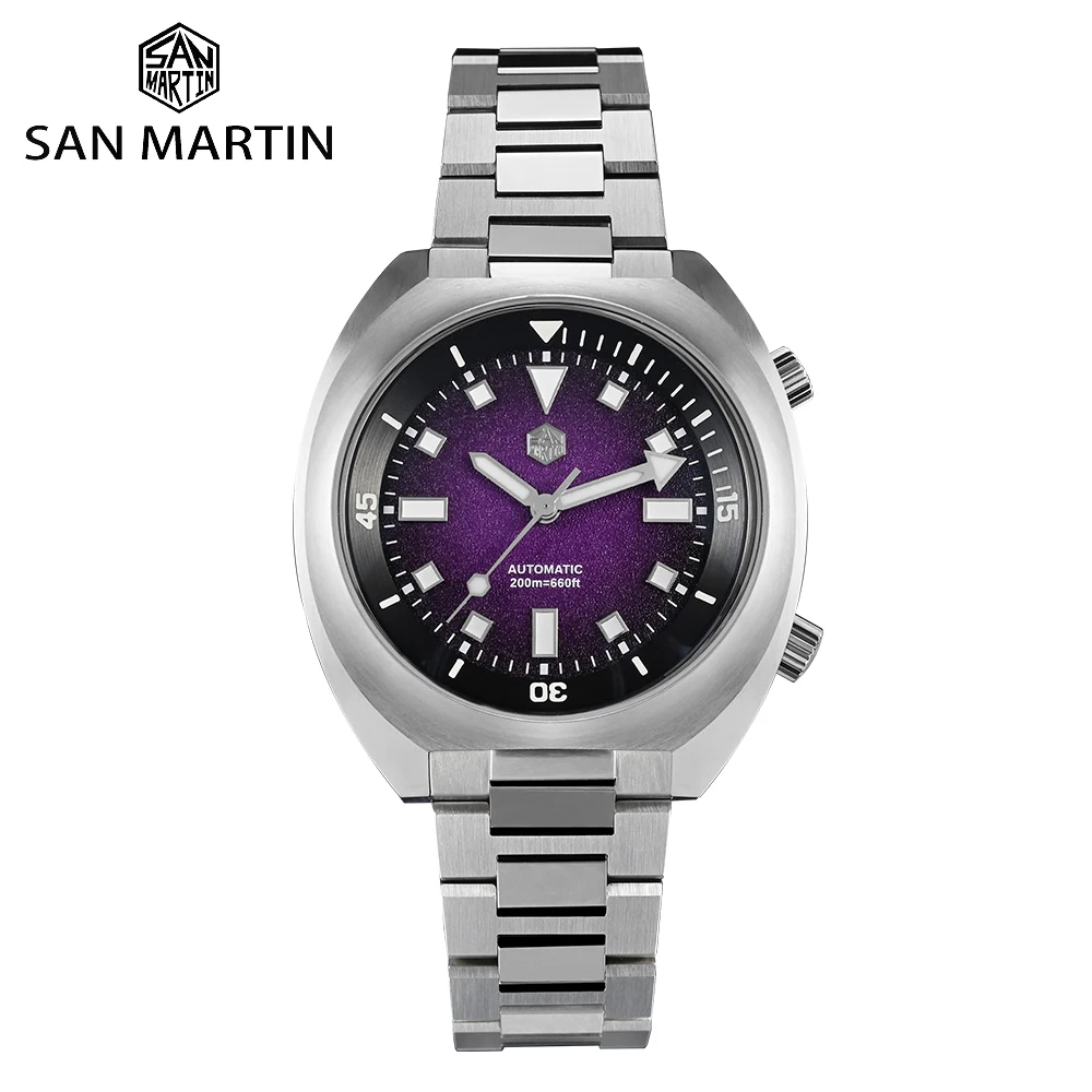 

San Martin 42mm YN55 Automatic Mechanical Men Diver Watch Stainless Steel Timepiece Internal Rotating Bezel Waterproof SN0066