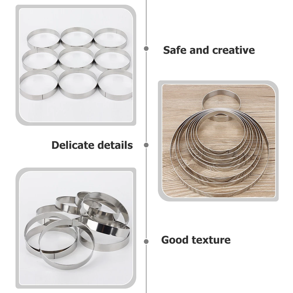 

2pcs Stainless Steel Pizza Baking Rings 8 Inch Round Cake Mousse Mold Dough Holder For Pizza Muffin Burger Crumpet Tool