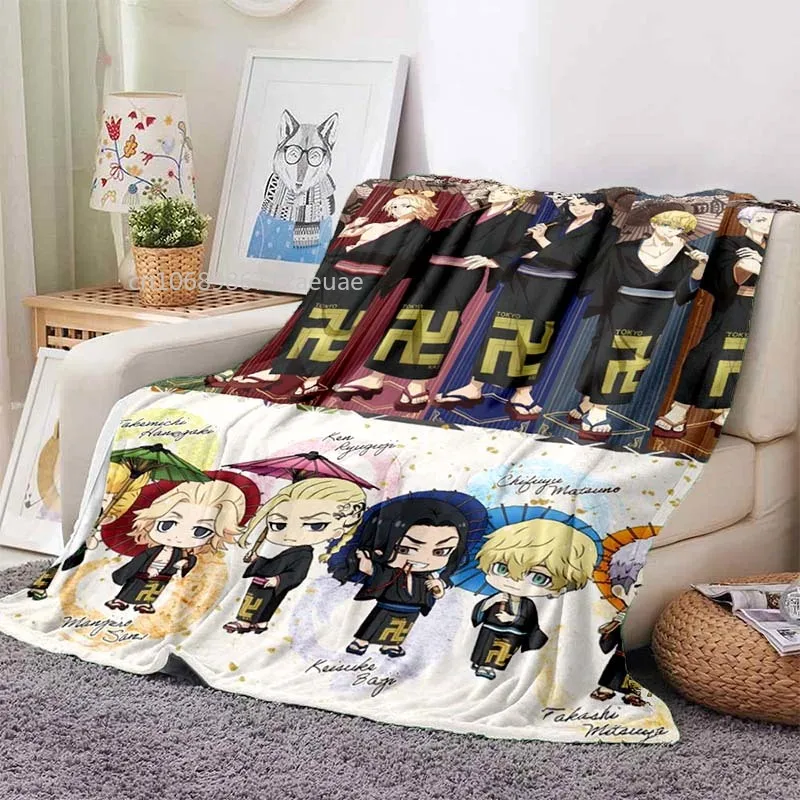 3D Anime Tokyo Revengers Printed Blanket Portable Breathable Warm Bedding Travel Blanket