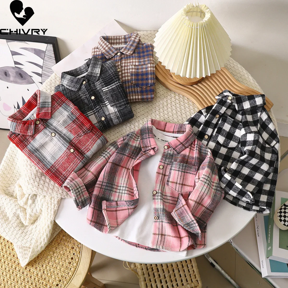 

Boys Classic Plaid Shirts New 2024 Spring Autumn Vintage Kids Long Sleeve Lapel Casual Cardigan Shirt Tops Children Clothing