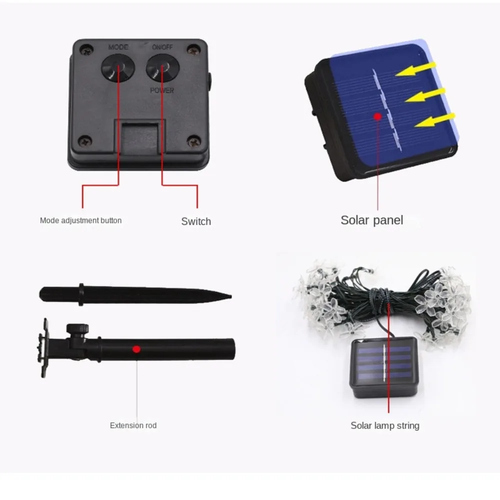 عالية الجودة 5 متر/7 متر/12 متر الشمسية مصباح حديقة زهر الكرز 20/50/100LED الجنية سلسلة أضواء ديكور منزلي للحفلات زهرة الإضاءة #5