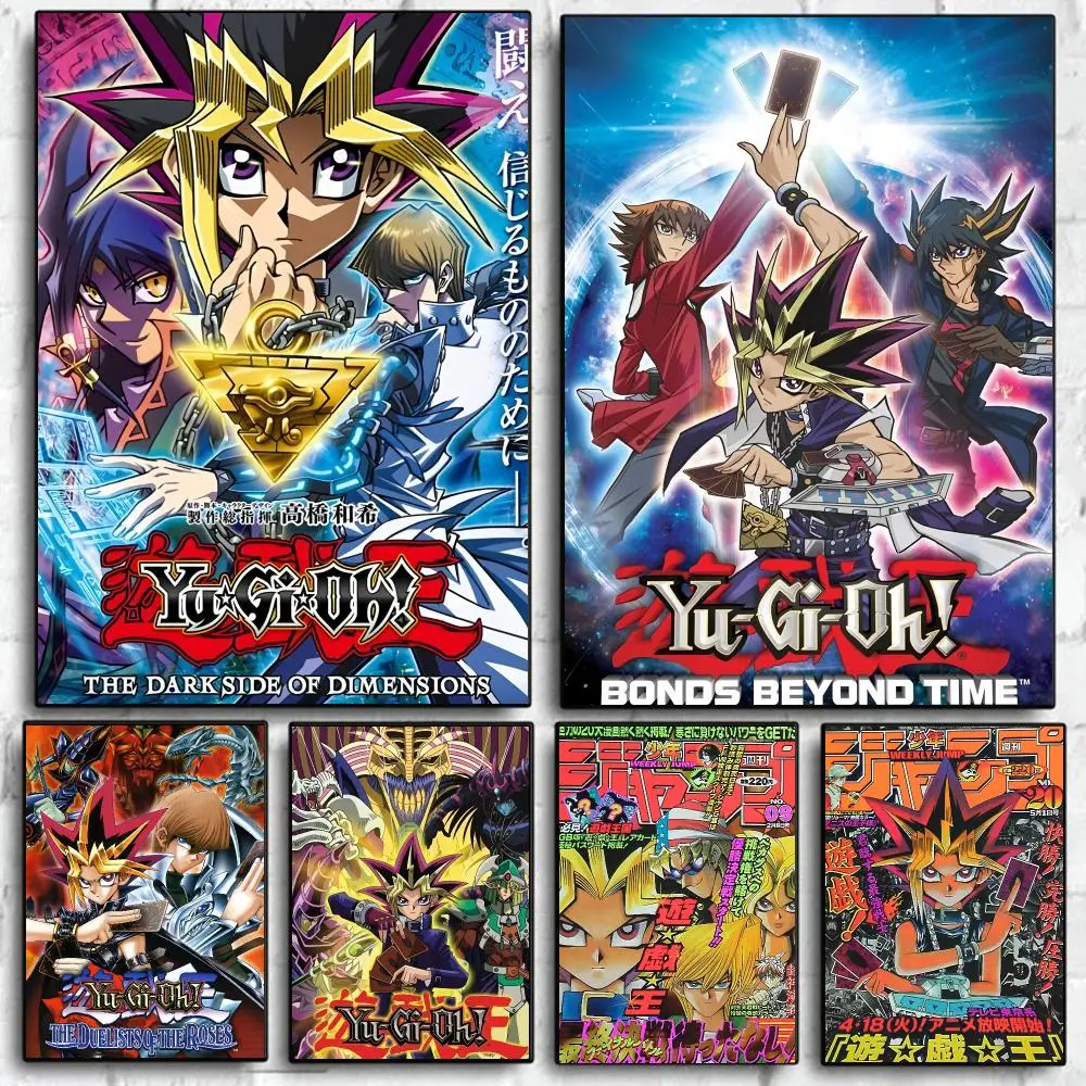 Vintage Anime Cool Y-YU-Gi-Oh Poster Self Adhesive Wall Sticker Decor for Bedroom Living Room Office Home Gift
