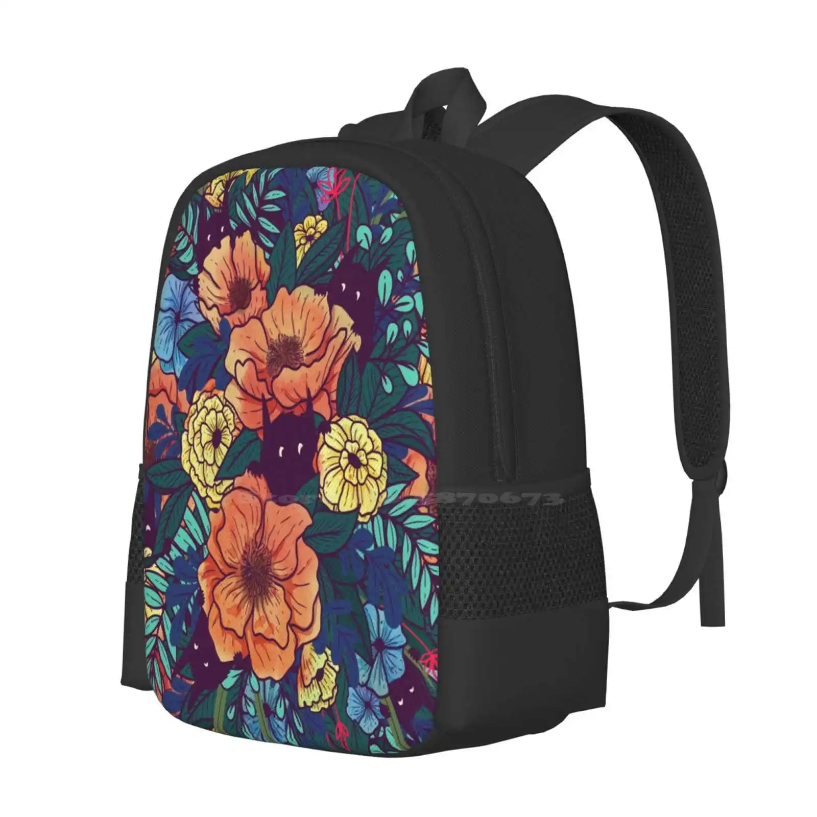 Wild Flowers Large Capacity School Backpack Laptop Bags Monster Flower Floral Summer Spring Bouquet Cute Poppy Thank You