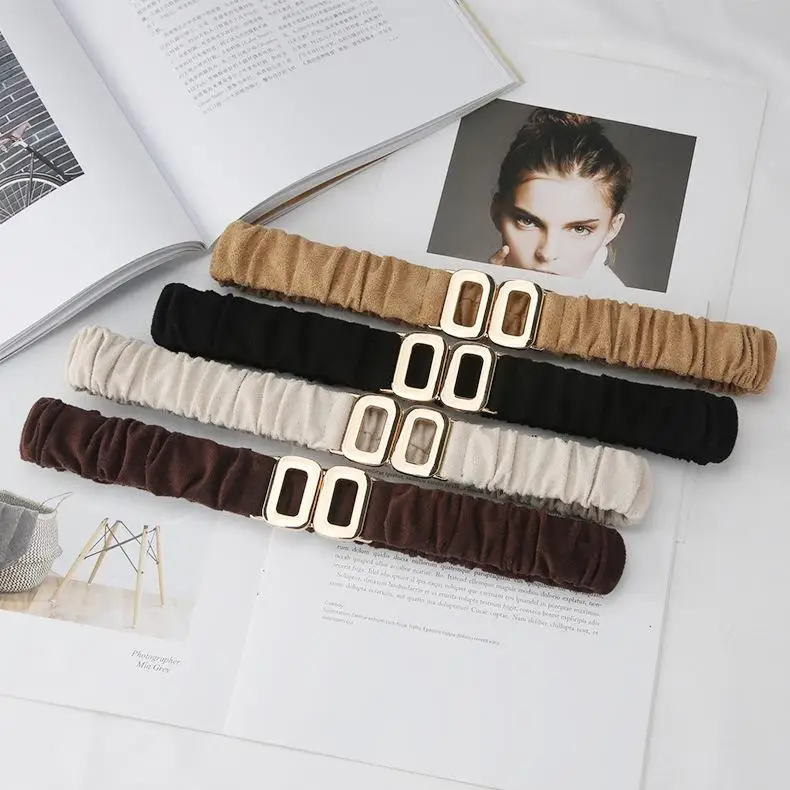 

Широкий эластичный тканевый пояс для женщин, модный повседневный пояс на талию, простой дизайн, пояс из материала для платья-рубашки, свободный крой, корейский стиль