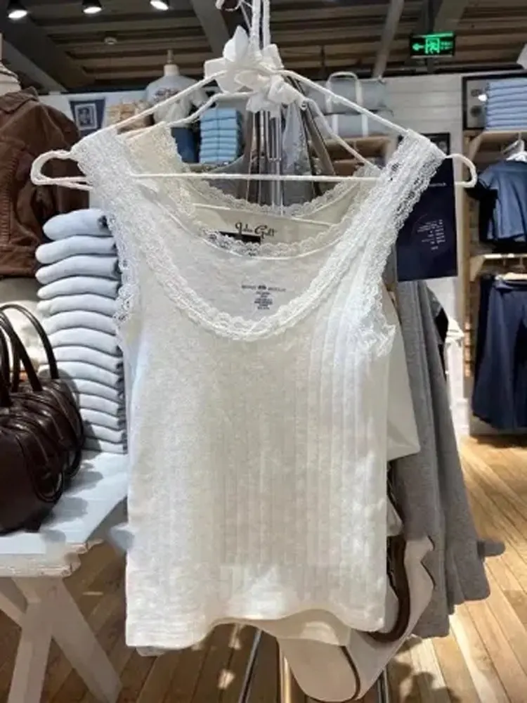 

Женский топ с кружевной отделкой и U-образным вырезом, облегающий, модный, для ношения под одеждой, летний, сексуальный, трендовый топ