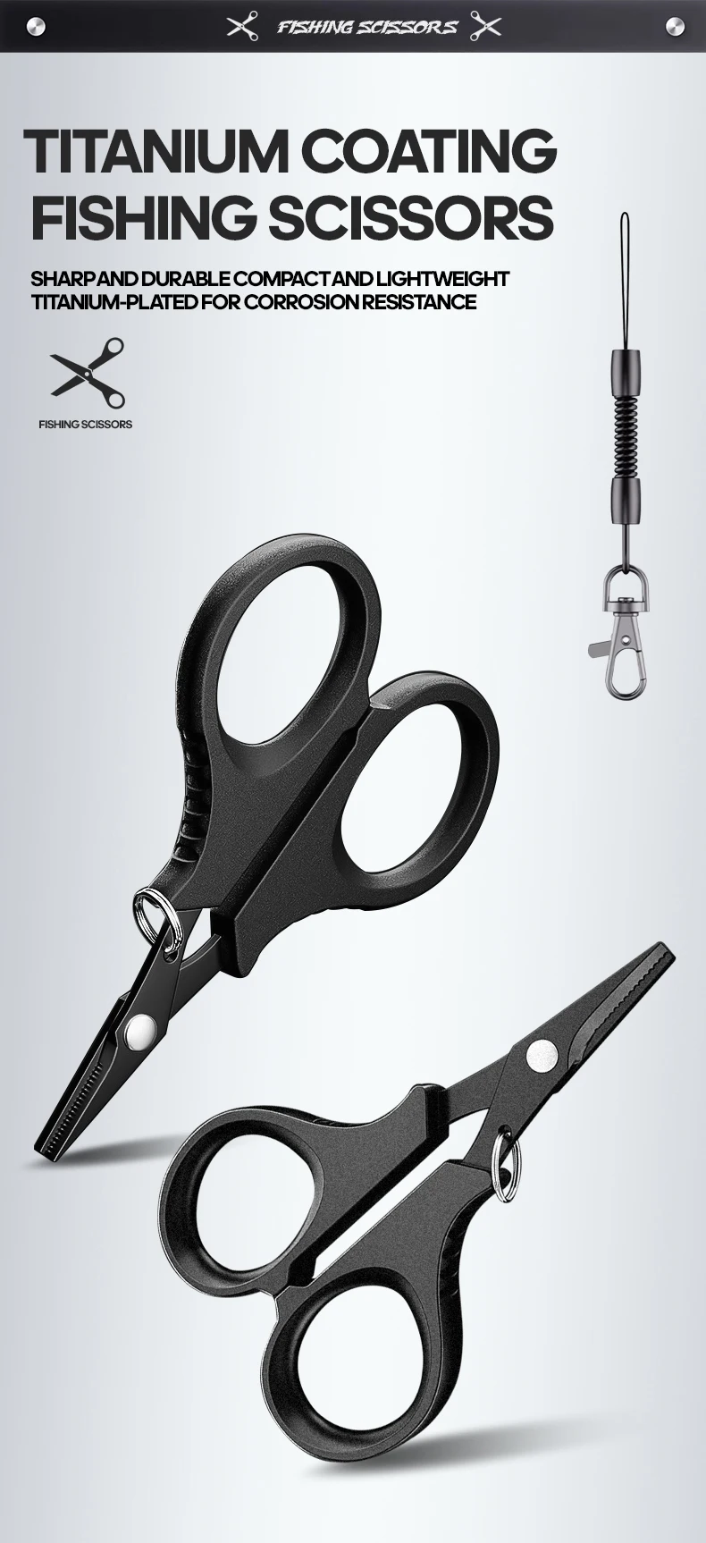 TAIYU Multifunktionale, titanbeschichtete Edelstahlschere zum Angeln, Köderclip, PE-Schnur, Bleigewicht, Angeln, Mini-Zahnisso – Detail 1