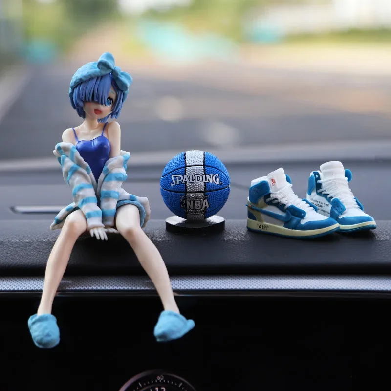 Car Interior Dashboard Decor Anime Rem Lori Girl Center Console Auto Creativity Accessories Cute Model basketball Ornament