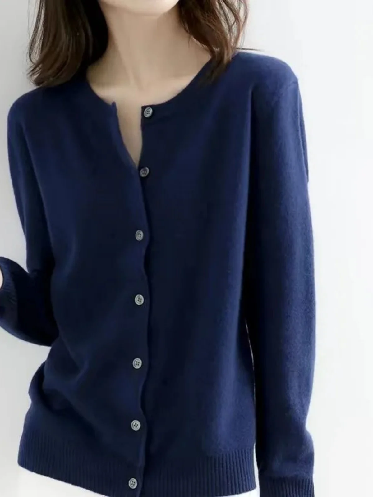 

Длинный светящийся круглый кардиган Ne, свитер Street Sle, свободный крой, трикотаж на пуговицах, цельный осенний сезонный цвет