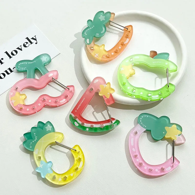 

Acrylic Hollow Fruit Shape Trinkets Keychain Bag Charm Accessory Carabiner Backpack Pendant Handbook Decoration Gifts Keyring