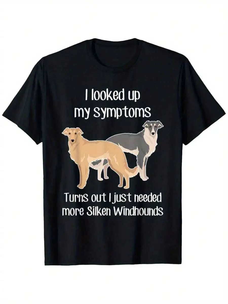 Fabric| Silken Windhound Humor T-Shirt - Funny Pet Lover Black Tee, Cotton, Breathable & Durable, S-XXXL, For Outdoor 100%