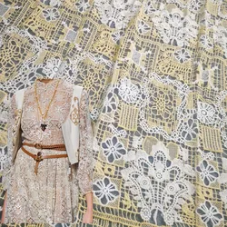 Thin Hollowed Out Milk Silk Fabrics Two Color New Dress Lace Design Wedding Dress Handmade DIY Accessories Fabrics By Yard