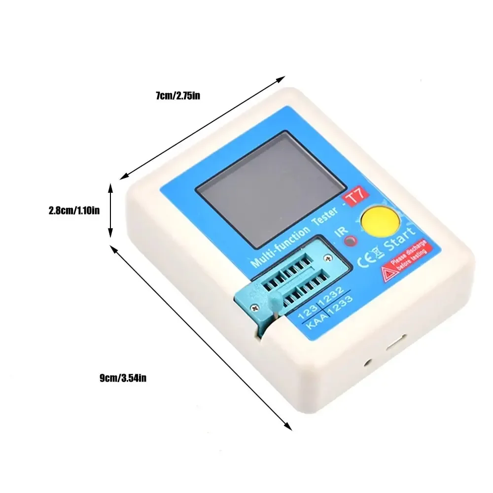 Probador de transistores de LCR-T7, multímetro con pantalla colorida TFT para diodo, MOS triodo/PNP/NPN, condensador, Transistor de resistencia