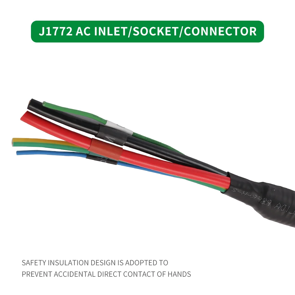 Sae J1772 Standard 16A 32A 50A EVSE Type 1 Socket With 1M Cable AC Inlet EV Charging Outlet