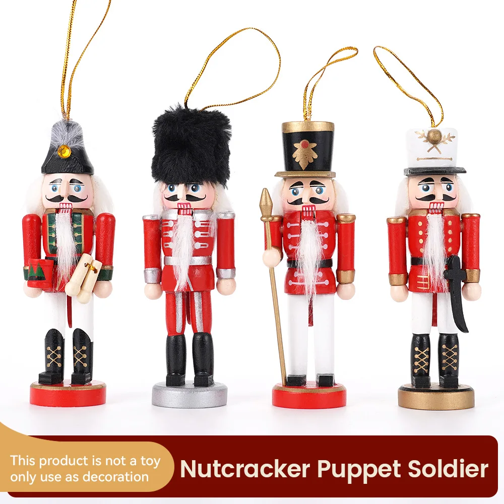 4pcs Nutcracker 12cm Nordic Soldier Nutcracker Wholesale Creative Home Furnishings Walnut Soldier Solid Wood Decoration Model
