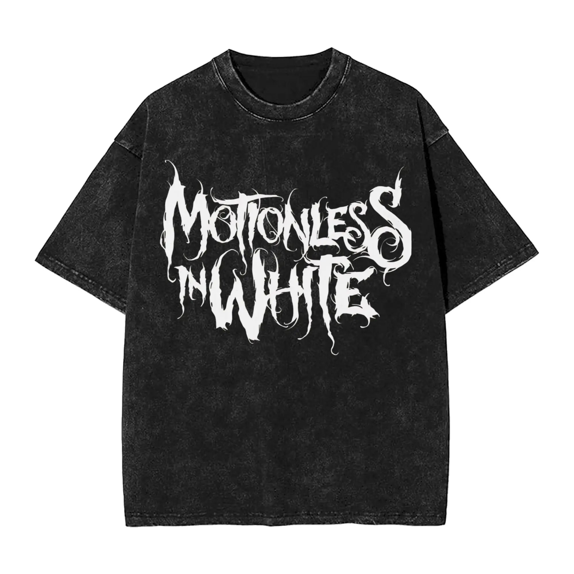 Camiseta lavada Motionless In White, camisetas inovadoras Harajuku Heavy Metal Band Streetwear 100% algodão, camisetas de verão para homens e mulheres