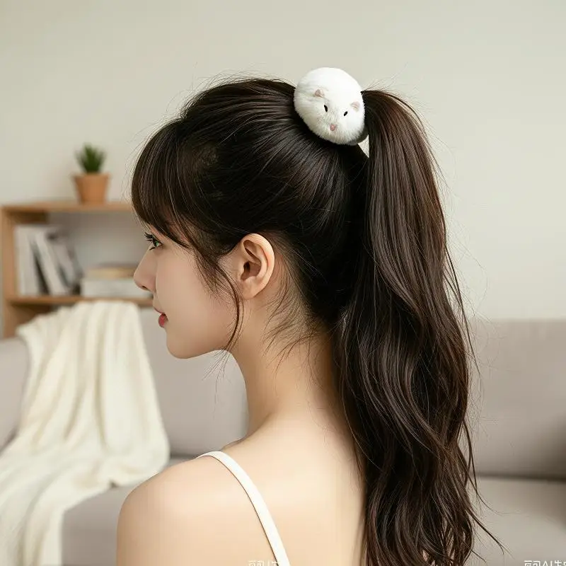 Fluffy Cartoon Hamster Hair Clip Cute 1 Pcs Non-slip Gentle Hair Accessory for Girls Cosplay Costume Party Use