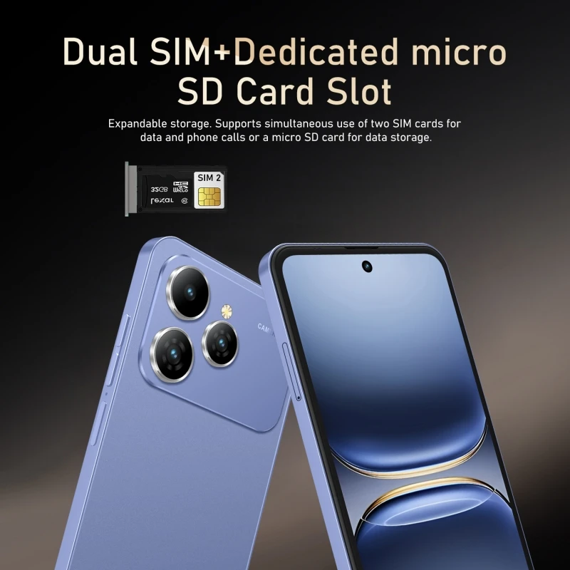 Smartphone Global Vision I17 Pro Max Android 5800mAh 8GB RAM 512G ROM Tela de 6.56 Polegadas 720x1612HD Câmera 24+48MP MTK10 Rede 4G