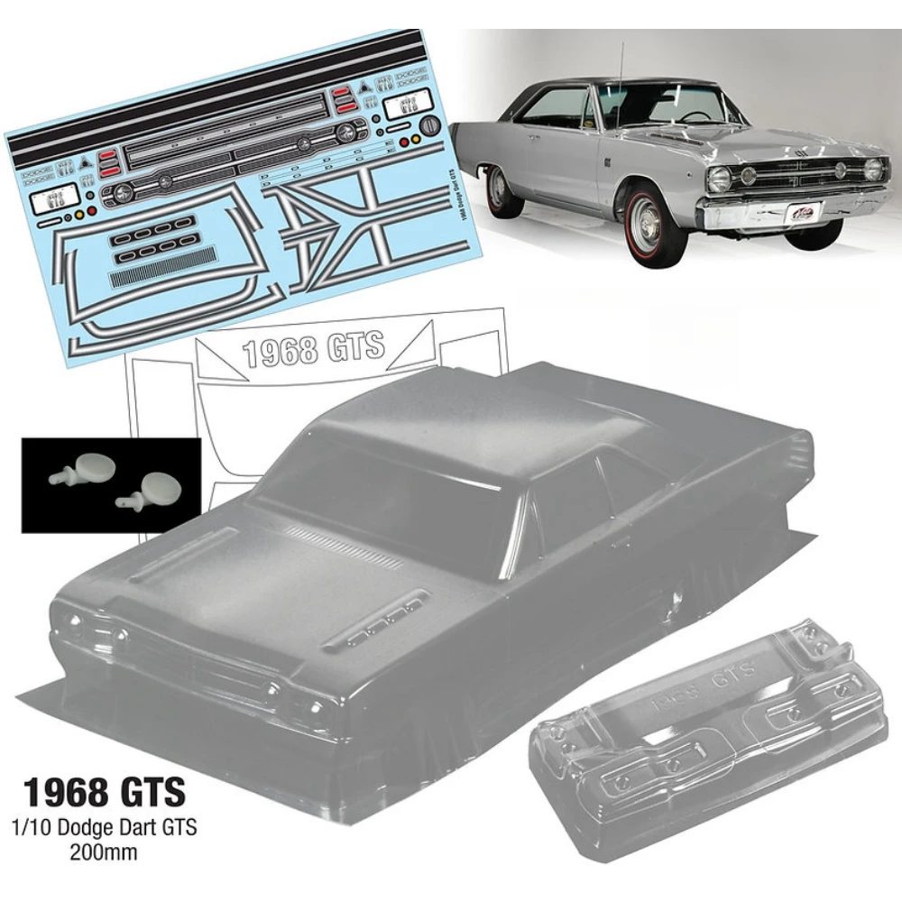 1/10 Dodge Dart GTS 1968 Klare Lexan-Karosserie 200 mm für RC Drift Chassis Tamiya tt01 tt02 Kyosho Yokomo 3Racing mst