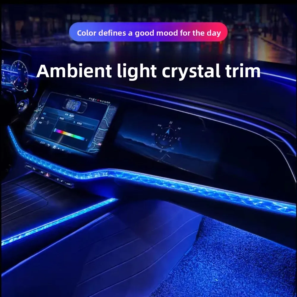 For Mercedes‑Benz W214 E‑Class E300L E260L 2024‑2026, Under‑Screen Crystal Ambient Light Trim Frame, Interior Tuning Parts 1/4PC