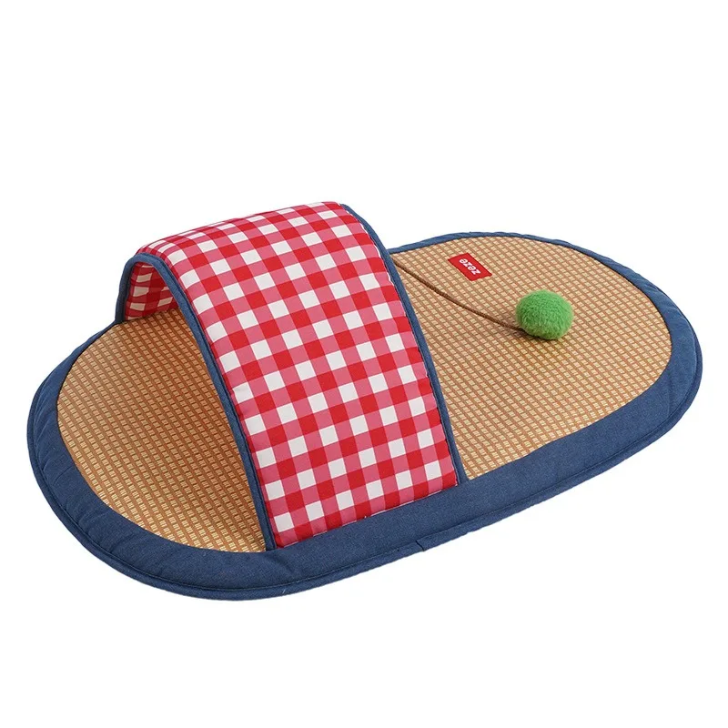 

Summer Pet Cooling Mat Cat Bamboo Mat Dog Sleeping Pad Rattan Ice Mat Breathable Bed with Canopy for Small Pets Puppy Kitten