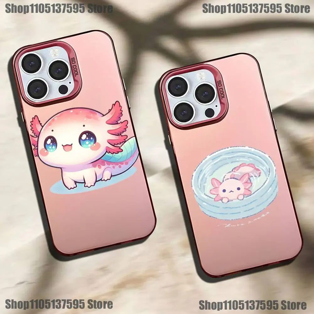 

Cute Axolotl Phone Case For iPhone 17,16,15,14,13,12,11,Mini,Pro,E,SE4,XS,MAX Pink Candy Matte Cover