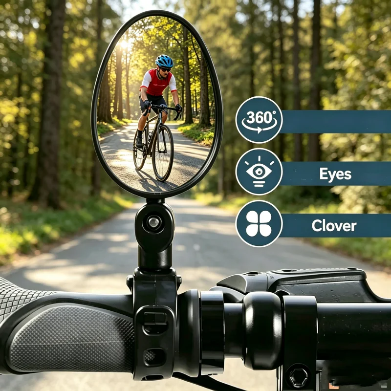Espejo retrovisor para bicicleta, espejo retrovisor giratorio ajustable de 360 ​​grados, espejo retrovisor amplio para ciclismo, accesorios para bicicleta, 1/2 unidad