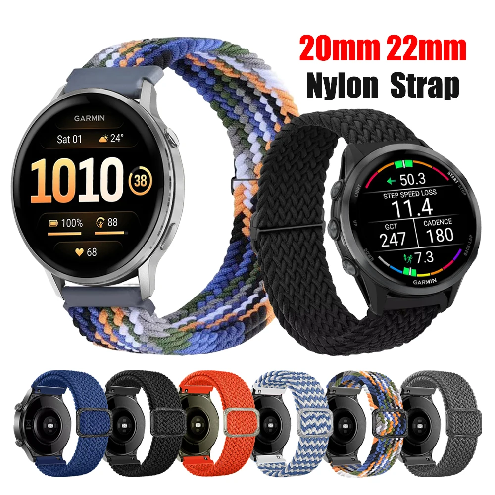 20/22mm Nylonarmband für Garmin Venu 4 Uhrenarmband für Garmin D2 Air X15/Forerunner 570 165 245 255 265/Vivoactive 6 Armband