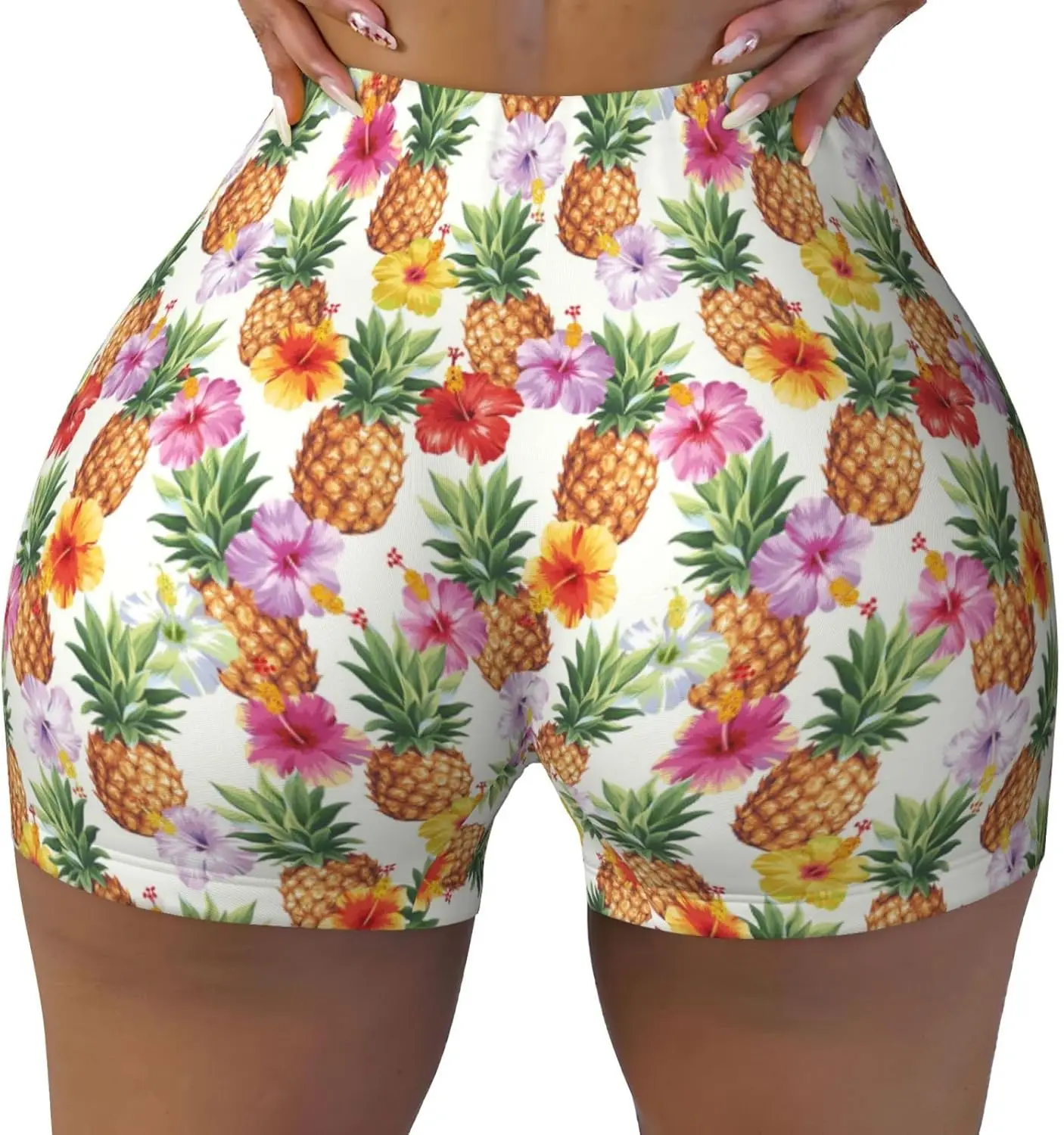 الأناناس وزهور الكركديه طباعة المرأة تجريب السراويل للرياضة الرياضية الجري المشي لمسافات طويلة السائق اليوغا رياضة السراويل #2