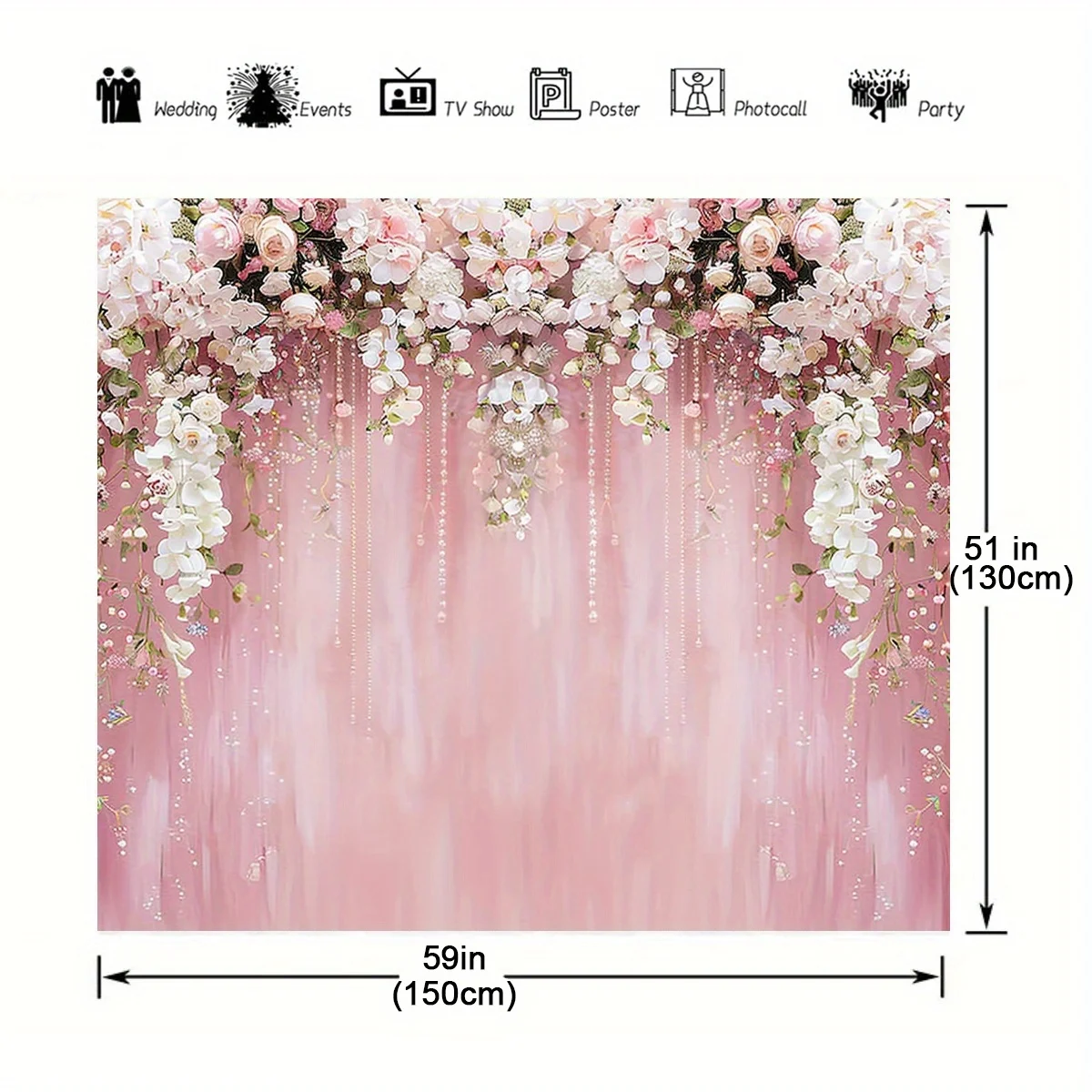 Elegant Pink Rose Wedding background - Versatile polyester floral photography background for bride and party shooting