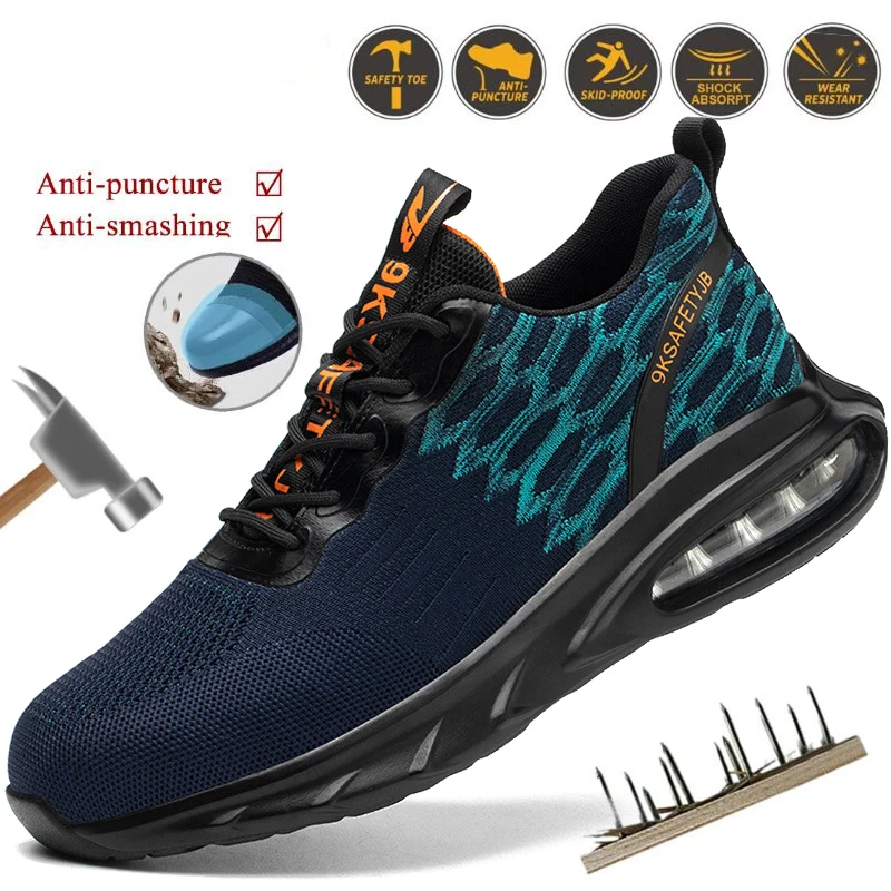 Fashion Air Cushion Work Safety Shoes Men's Women's Work Sports Shoes Anti-smashing Anti-puncture Site Protection Safety Shoes