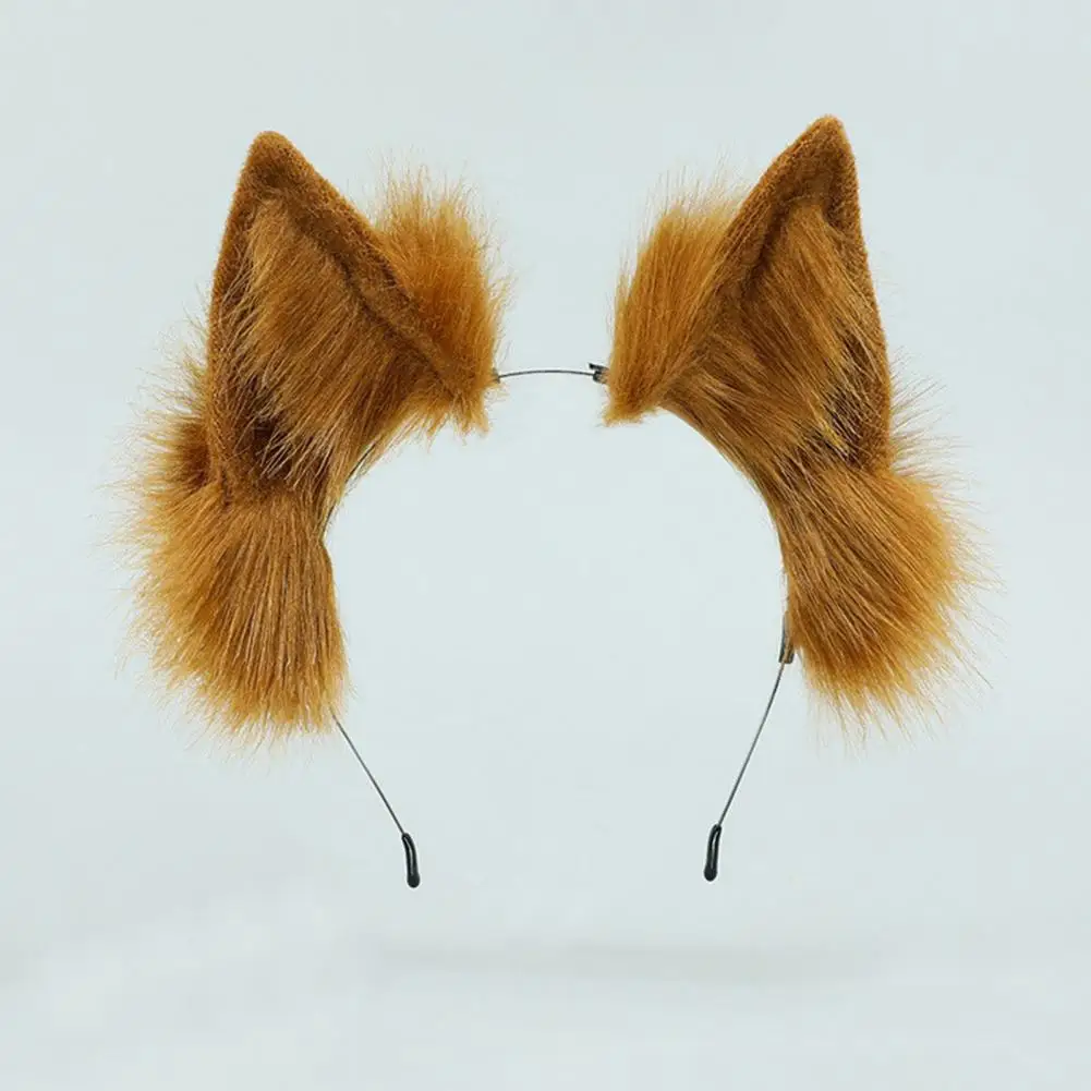 Scrunchie Plush Cat Ears Decorative Elastic Headpiece Handmade Artificial Animal Ears Metal Frame Flexible Headband