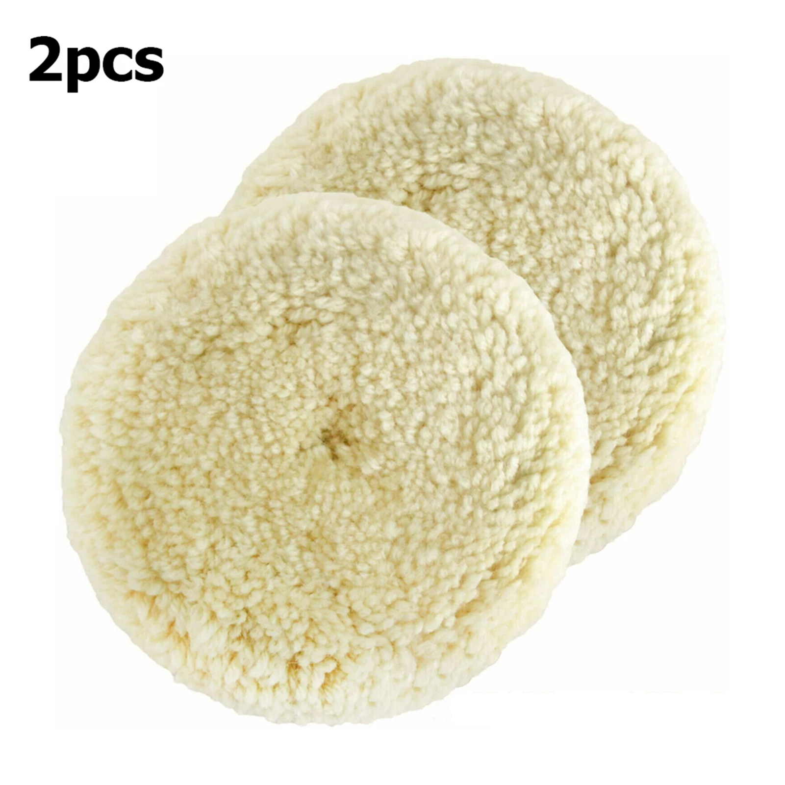 2pcs 3/7inch Polishing Disk Natural Wool Buffing Pad Kit for Compound Cutting Car Beauty Body Repair Buffing & Polishing Pads