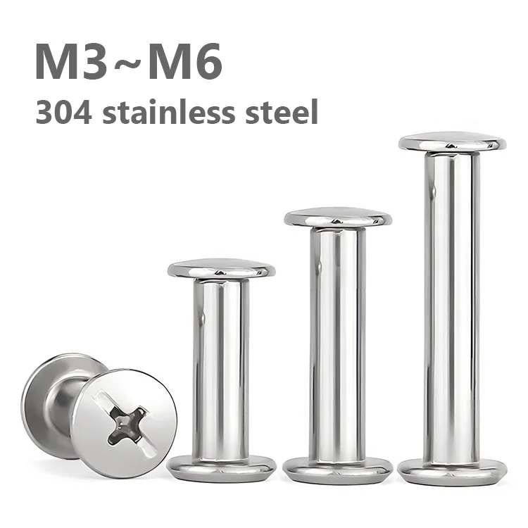 304 Stainless Steel Album Books Screw Butt Assembling Bolts Flat Phillips Furniture Rivet Connector Insert Joint Sleeve Cap Nuts