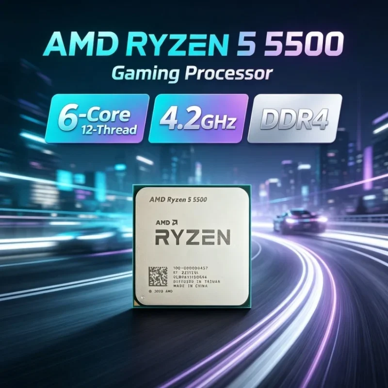 AMD Ryzen 5 R5 5500 Desktop CPU 6-Core 12-Thread 3.6GHz Base 4.2GHz Boost 16MB L3 7nm 65W AM4 Socket DDR4 Memory for Gaming