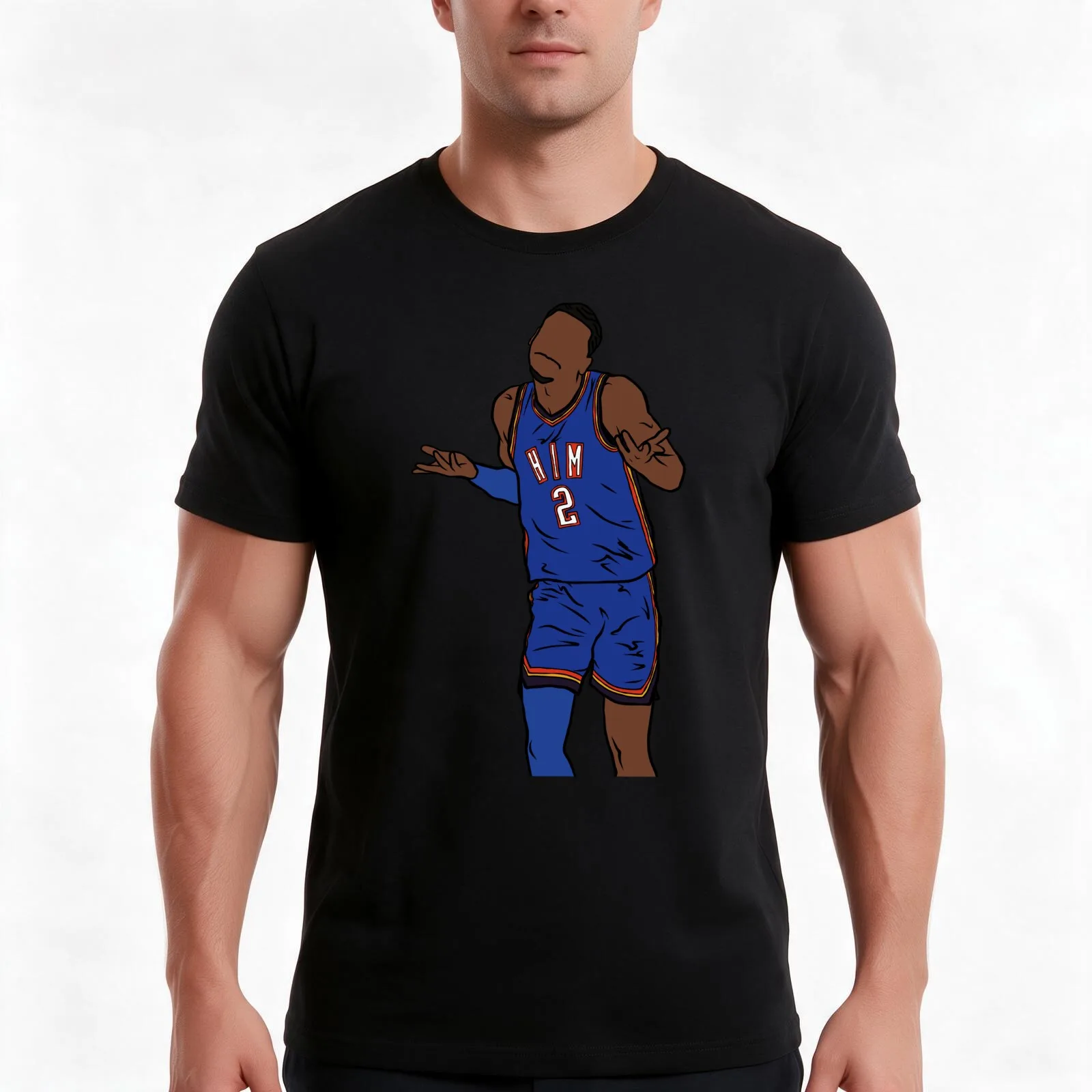 Shai Gilgeous-Alexander Shrug T-Shirt, Summer Casual Cotton Tee, Oversized Streetwear Tops, Vintage Graphic Print, 100% Cotton