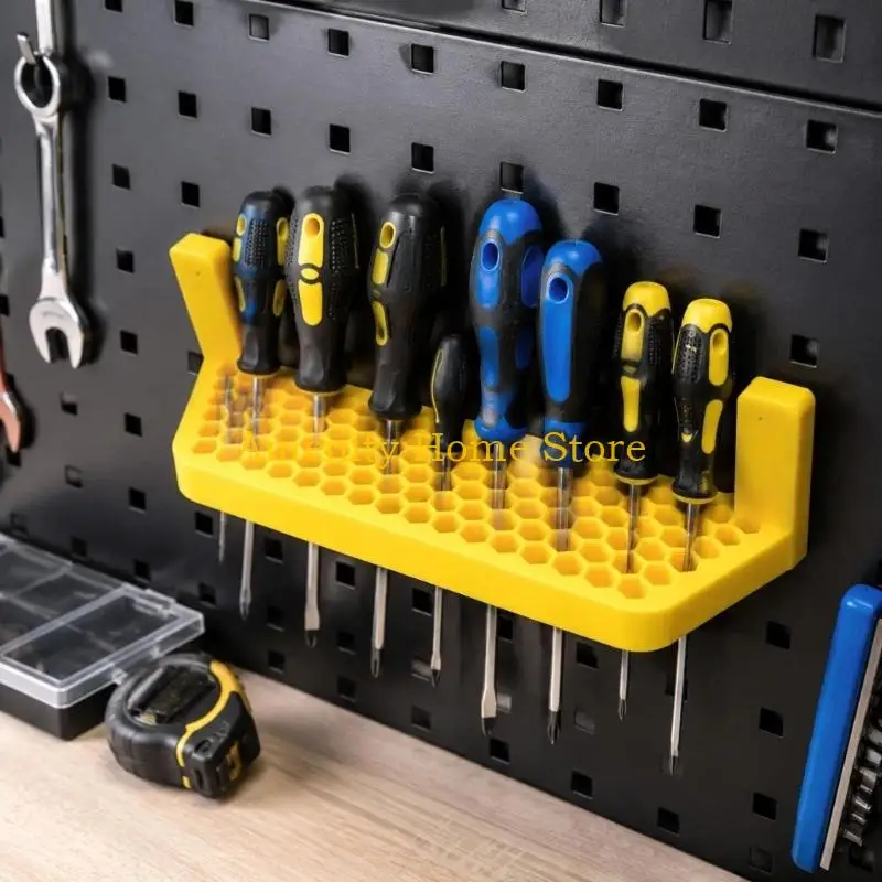 F26C Garage Tool-Area Screwdriver Storage Rack with Wall-Mount Design and Individual Openings for Standard-Handle Screwdrivers