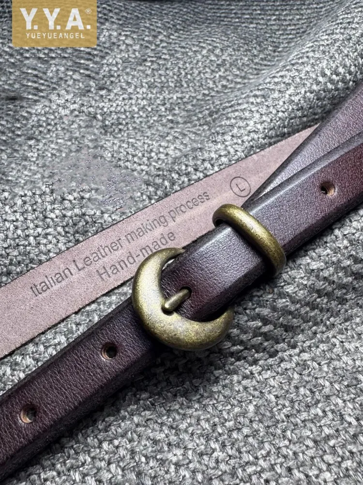 

Ремни ручной работы из натуральной телячьей кожи в винтажном итальянском стиле для женщин: повседневные, классические, с тонкой пряжкой-иглой, аксессуар для талии