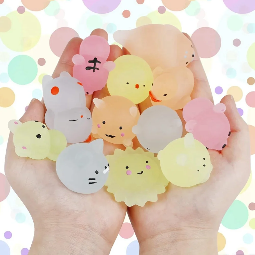 24 PCS for Kids Kawaii Animals Squishies Mochi Squishy Toys Glow in The Dark Party Favors Stress Relief Squishy squishy