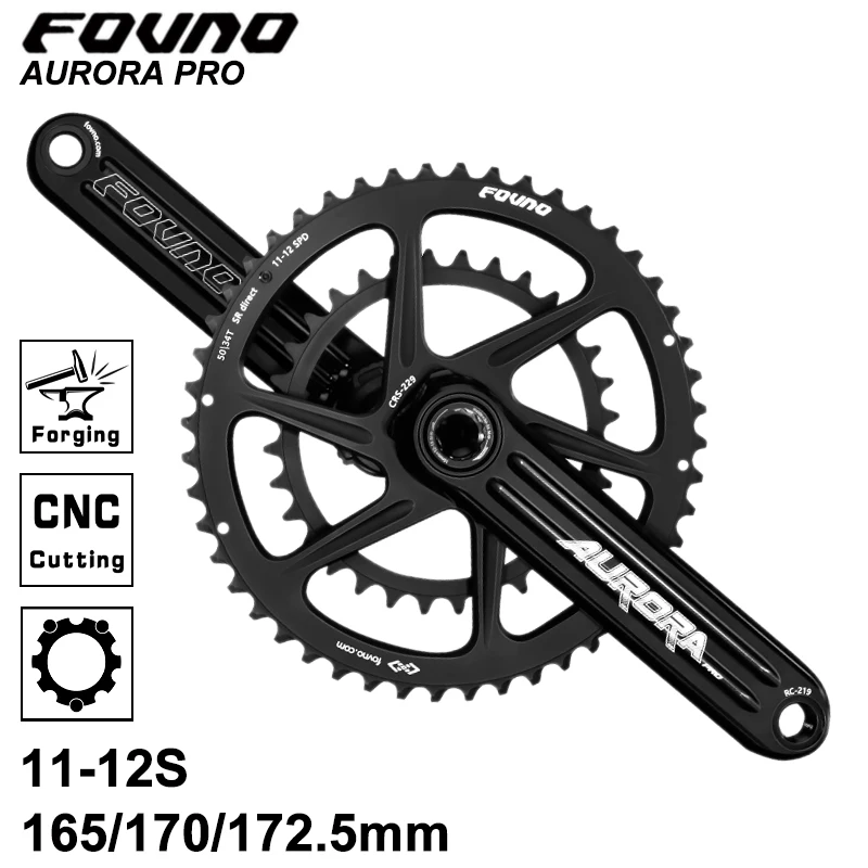 

FOVNO Road Bike Crank GXP Crankset 165/170/172.5mm 11/12 Speed GXP Double Chainring 48-32T/50-34T/52-36T Ultra Light Crankset