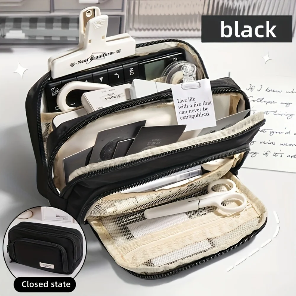 A Large-capacity Multi-layer Pencil Case, A Simple Multi-purpose Student Stationery Box And Makeup Storage Bag