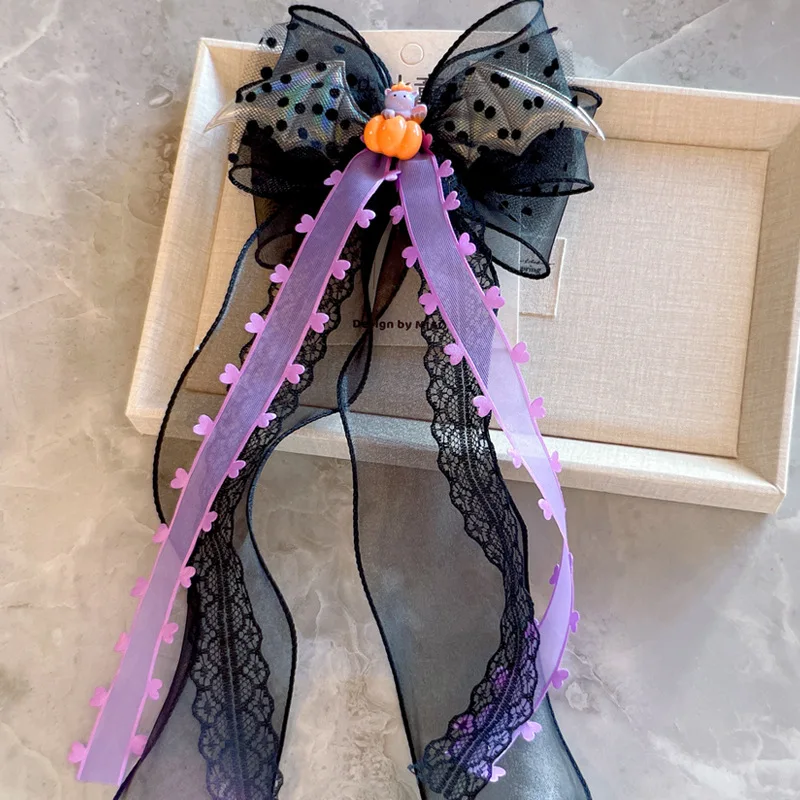 Cute Halloween Hair Bows Witch Pumpkin Hair Clips Girls Hair Accessories Set Cartoon Ribbon Barrettes for Kids Party Christmas