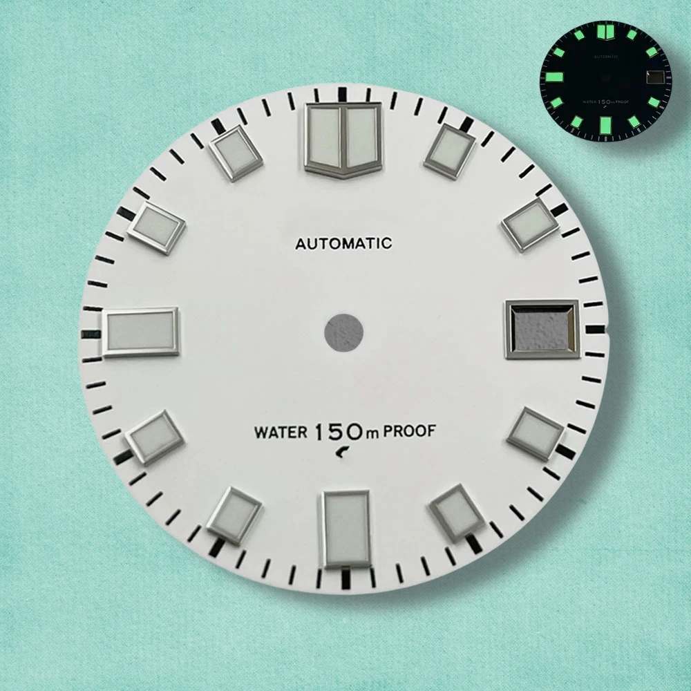 28.5mm S Logo Matte Dial Fit NH35/NH36/4R/7S Japanese Movement Green Luminous Diving High-Quality Watch Modification Accessories