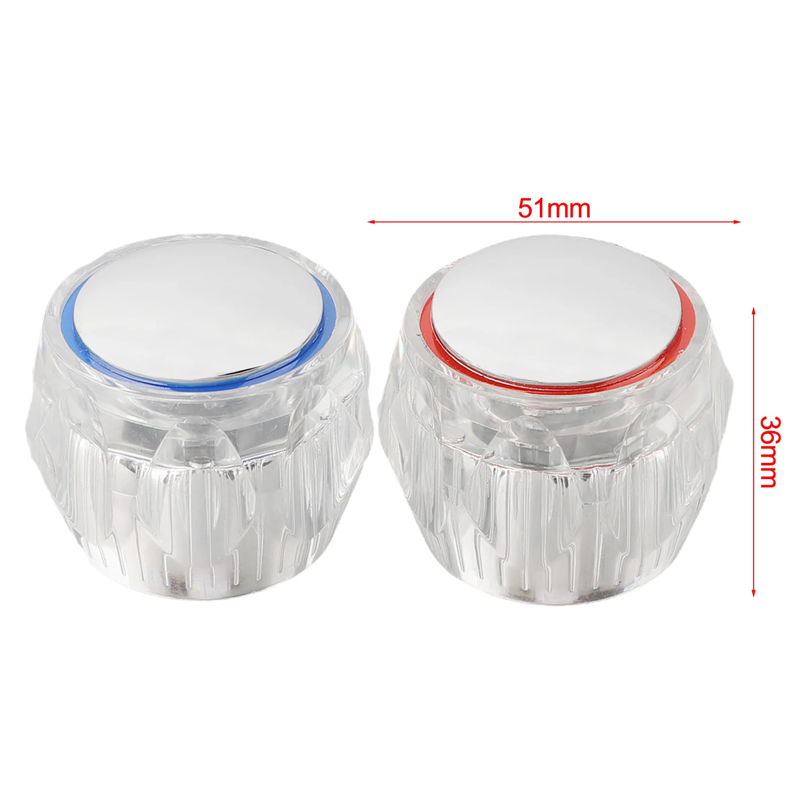 2PCS Hot & Cold Tap Top Head Cover Kitchen Replacement Heads Round Tap Handles Knob Plastic Bathroom Accessories