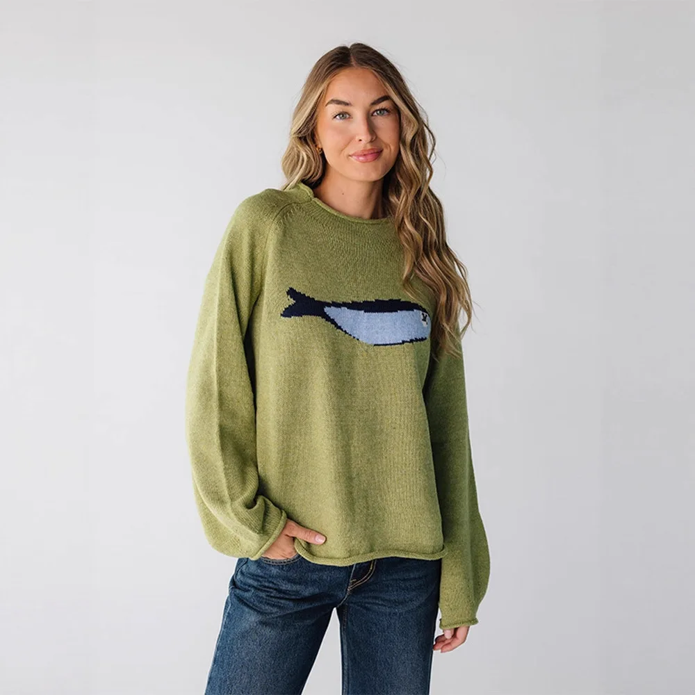 

Women's Casual Sweater Loose Lazy Style Small Fish Pattern Knitted Sweater All-match Knitted Sweater New Women's Clothing