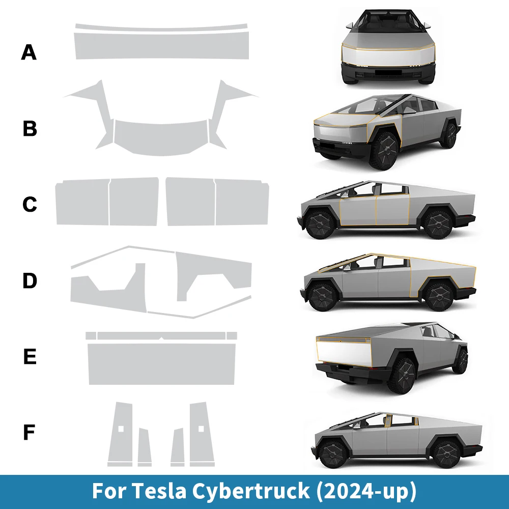 

KUNGKIC для Tesla Cybertruck 2024 матовая пленка PPF для защиты автомобильной краски прозрачная наклейка на бюстгальтер против царапин ТПУ невидимая Наклейка на тело