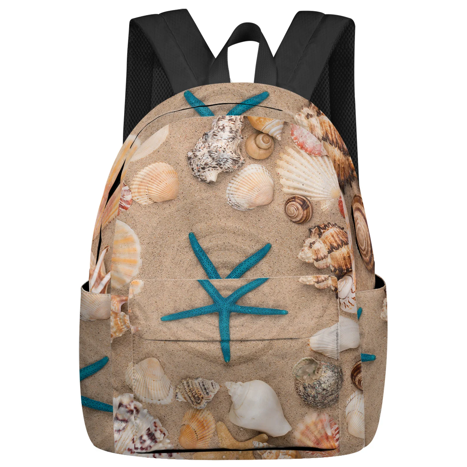 

Beach Starfish Shell Sand Backpack School Bags for Teenagers Girls Students Laptop Bag Women's Casual Travel Backpack