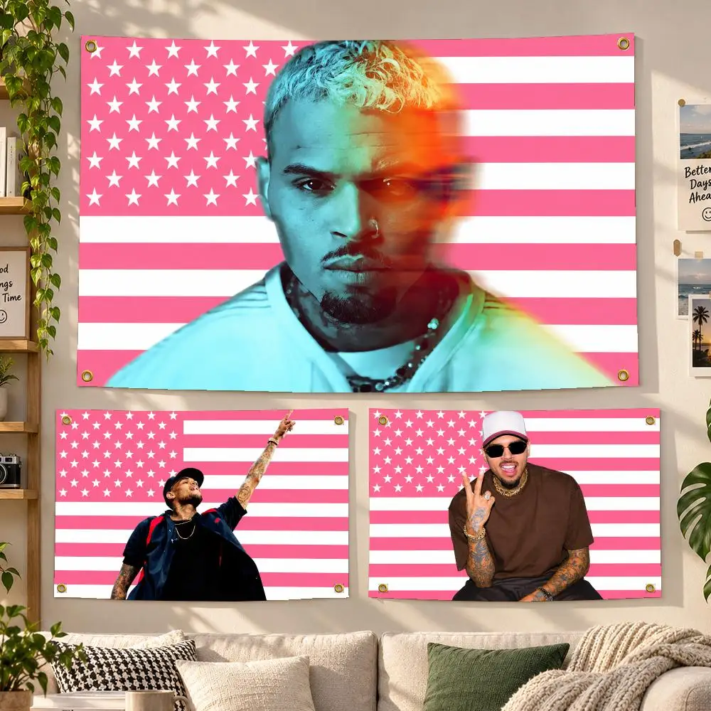 Singer Chris Brown R&B Flags Personalized Banner Flag Room Dorm Camping Picnic Garage Bar Outdoor Wall Decor